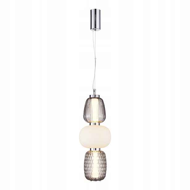 Dekorativní závěsná Led lampa chromovaná skleněná do ložnice s teplými barvami Milagro