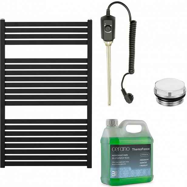 Koupelnový elektrický radiátorový set Vincenzo - 300W - černá matná - 970x600 mm