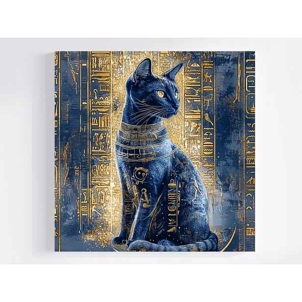 Obraz Na Plátně Canvas Egypt Hieroglyfy Bohyně Bastet Kočka Ankh 50x50