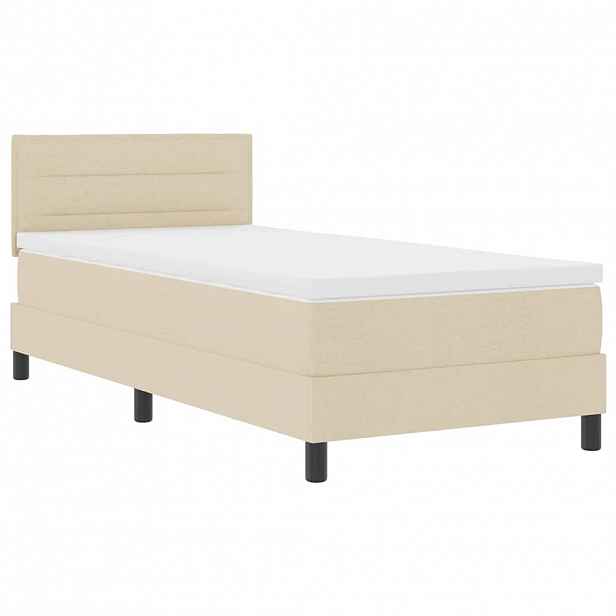 vidaXL Postel s boxspringem s LED pásky Krémová 80 x 200 cm textil