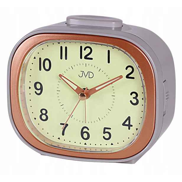 Šedý Rose Gold Podsvícený Budík Se Zdřímnutím Jvd SRP1201.3 12,5 cm