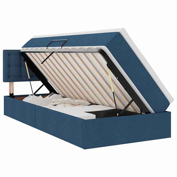 vidaXL Postel s úložným prostorem a matrací Modrá 90 x 200 cm Samet