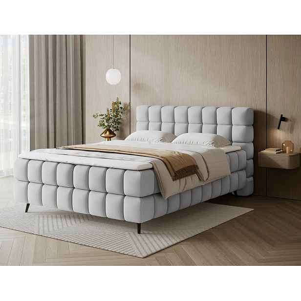 Boxspringová postel s úložným prostorem 160x200 SARVIRO - šedá