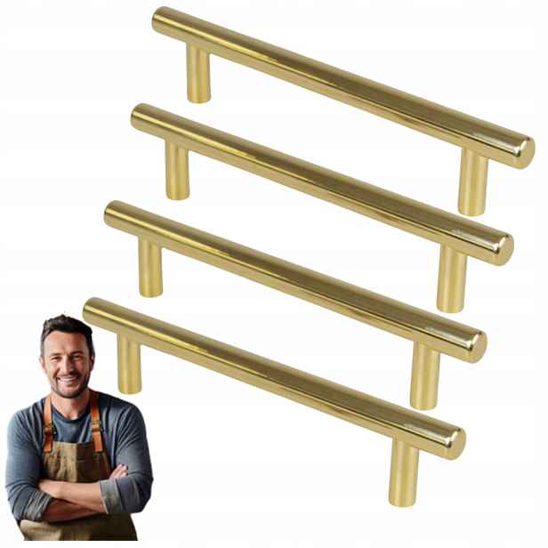 Nábytková Úchytka do skříňky Zásuvky Reling Linus 128 mm Zlatý Lesk 4ks