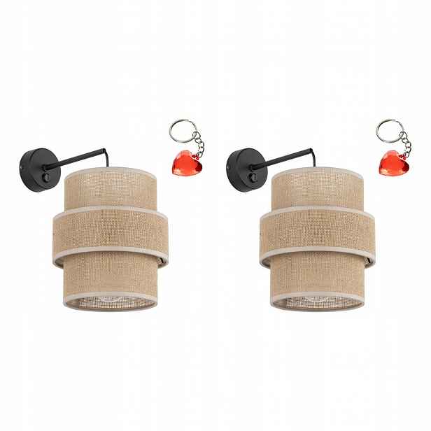 Tk Lighting Sada 2x nástěnných svítidel Nástěnná lampa Svítidlo Černá E27 Juta