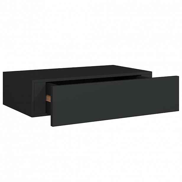 vidaXL Nástěnná police se zásuvkou černá 40 x 23,5 x 10 cm MDF