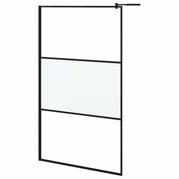 vidaXL Zástěna do průchozí sprchy 115 x 195 cm mléčné ESG sklo černá