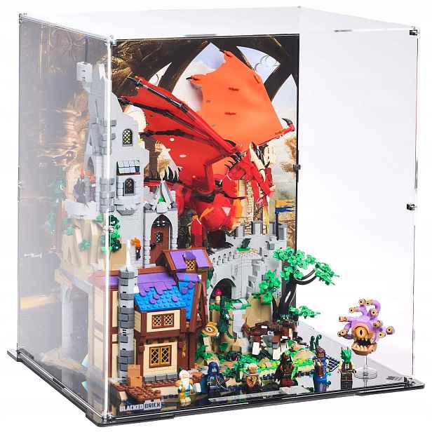 Vitrína s pozadím Blacked Brick pro Lego 21348 Ideas Příběh červeného draka