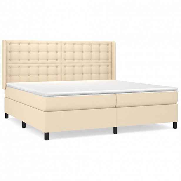 vidaXL Box spring postel s matrací krémová 200x200 cm textil