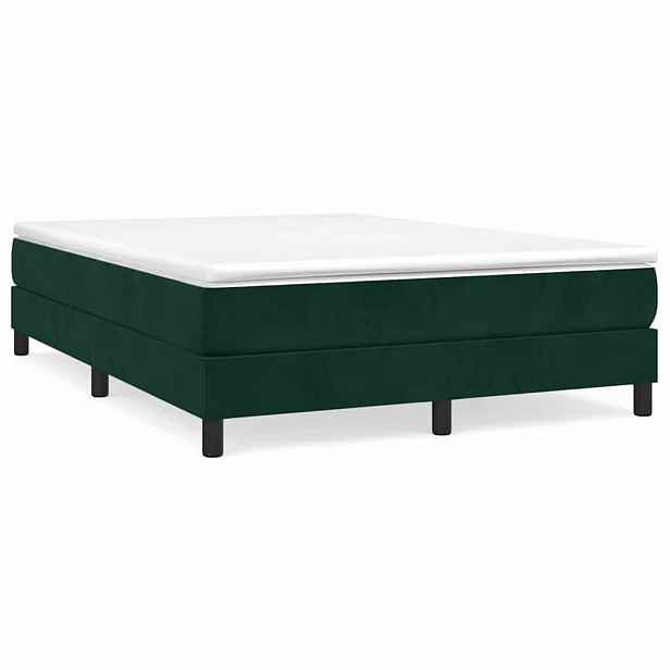 vidaXL Box spring postel s matrací tmavě zelená 140x190 cm samet