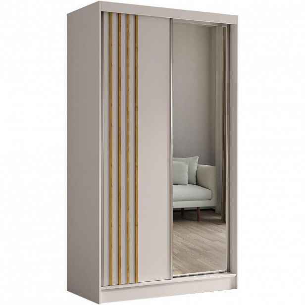Beautysofa SKŘÍŇ s posuvnými dveřmi Nela 120/216/61 kašmír + dub Artisan