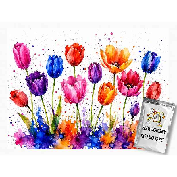 Fototapeta Flizelina Akvarel Jaro Zahrada Květiny Tulipány 208x146 130g