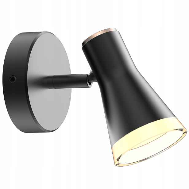 Nástěnné Led svítidlo reflektor černé, moderní, teplé do ložnice Polux
