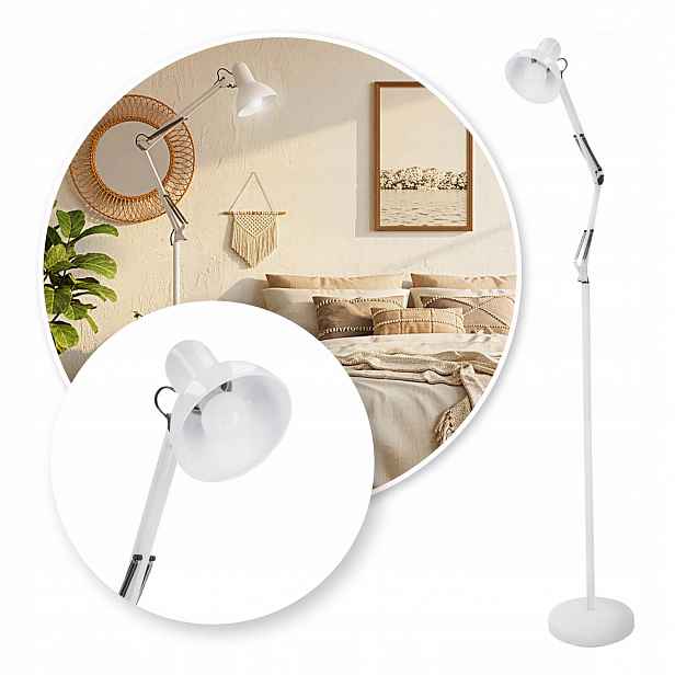 Stojací Led podlahová lampa 1xE27 175CM stabilní nastavitelná Bílá