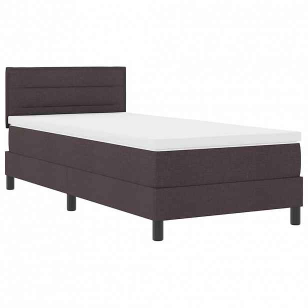 vidaXL Postel s boxspringem s LED pásky Tmavě hnědá 90 x 190 cm textil