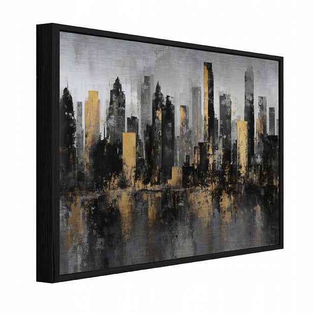 Wallarena ZARÁMOVANÉ obrazy městská abstrakce černá 120x80 cm
