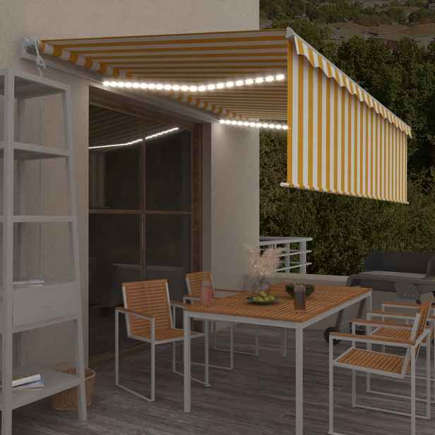 Automatická markýza s roletou a LED světlem 300x250 cm Dekorhome Bílá / žlutá