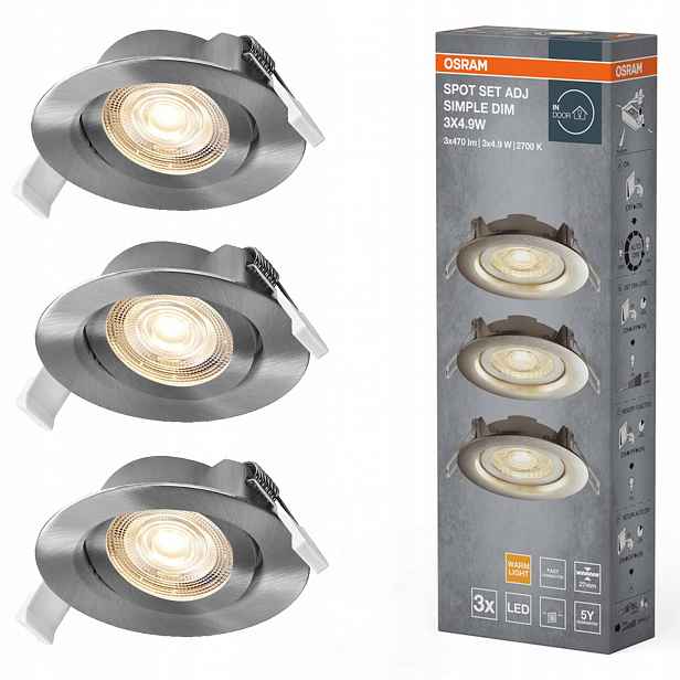 3x Stropní Led svítidlo Kulaté Stropní Svítidlo 4.9W 380lm 2700K Stmívatelné