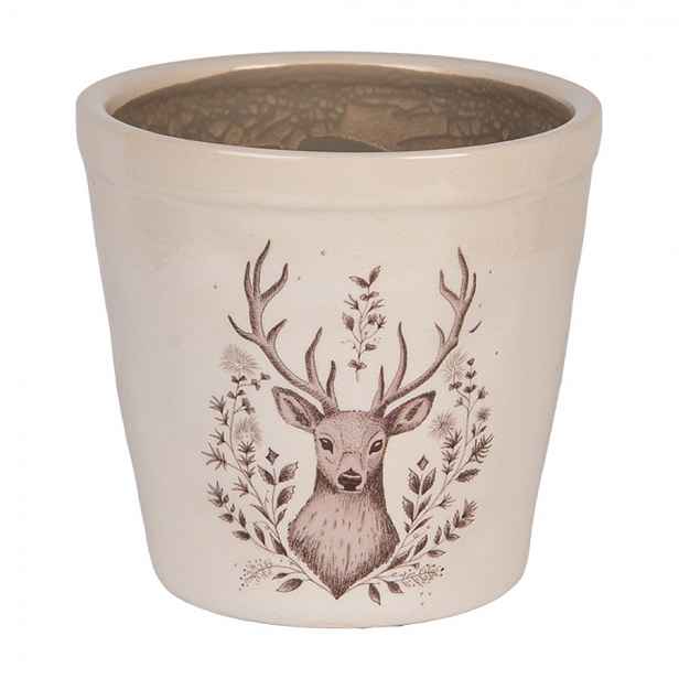 Béžový obal na květináč s jelenem Gentle Wilderness M - Ø 15*14 cm Clayre & Eef