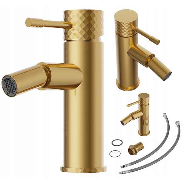 Bidetová baterie Glami stojící, páková, baterie, bidet pohyblivý, zlatý