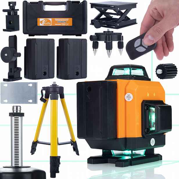 Křížový Laser Vodováha 360 16L Stativ Tyč 120CM 2AKU Platforma Ovladač