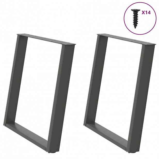 vidaXL Nohy k jídelnímu stolu ve tvaru U, 2 ks, antracitové, 70 x (72-73) cm, ocel