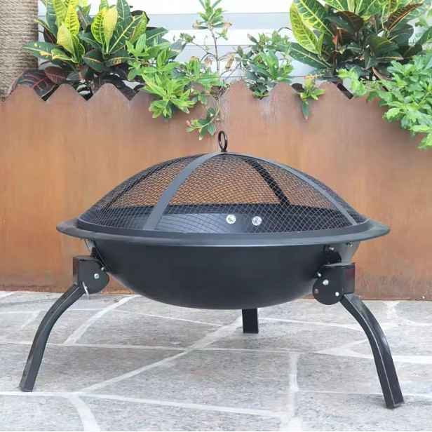 Přenosný kulový gril na uhlí s víkem 55 cm, ocelový