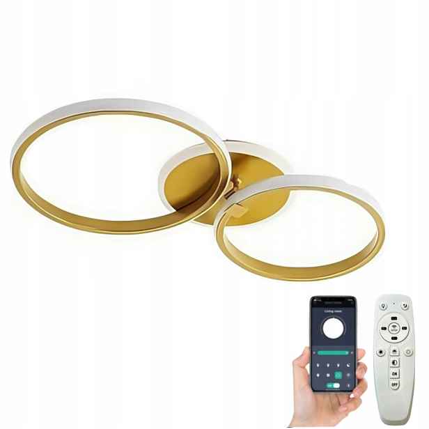 stropní svítidlo Led Kulatá Ring Lustr Zlatý Moderní 42W S Dálkovým Ovládáním App
