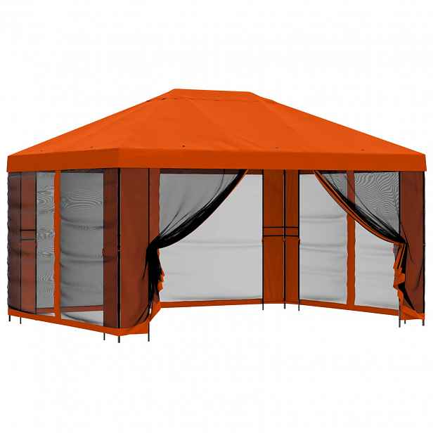 vidaXL Zahradní altán se stěnami 4 × 3 m Oranžová Polyester a ocel
