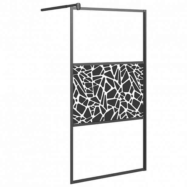vidaXL Zástěna do průchozí sprchy 100x195cm ESG / kamenný design černá