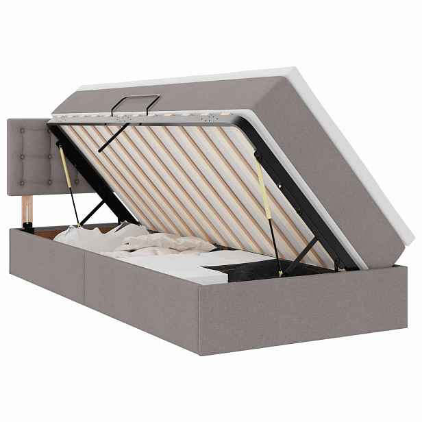 vidaXL Postel s úložným prostorem a matrací Taupe 100 x 200 cm Samet