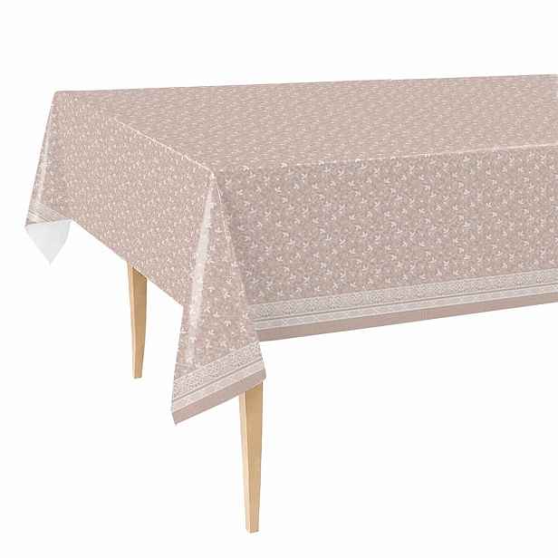 Cerata Tlustý Ubrus 140x450 Skvrnitý Béžový Drobné Květiny Bordura