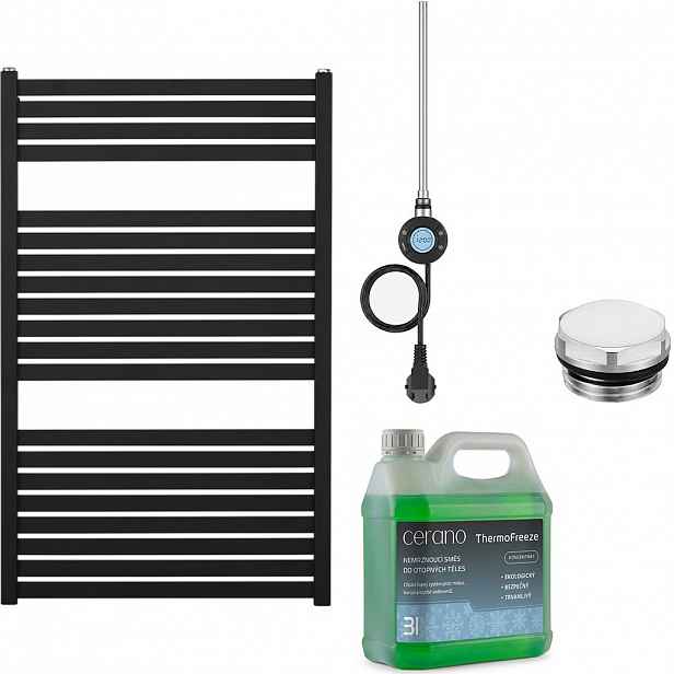 Koupelnový elektrický radiátorový set Vincenzo - WIFI - 300W - černá matná - 970x600 mm