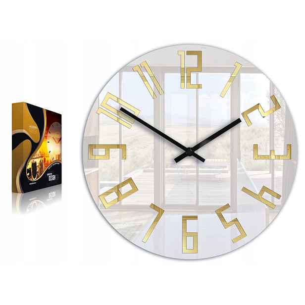 Nástěnné hodiny ModernClock Slim Zlaté Číslice Tiché