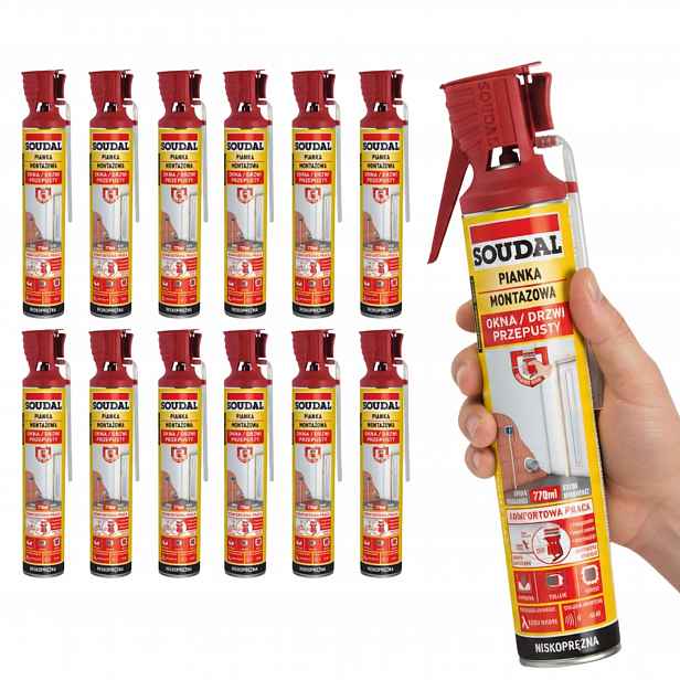 Polyuretanová nízkotlaká montážní pěna Genius Gun Soudal 770 ml 12 ks