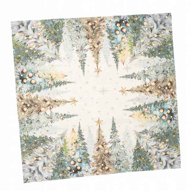 Gobelínový ubrus 97 x 100 cm elegantní vzor vánočního zimního vánočního stromku