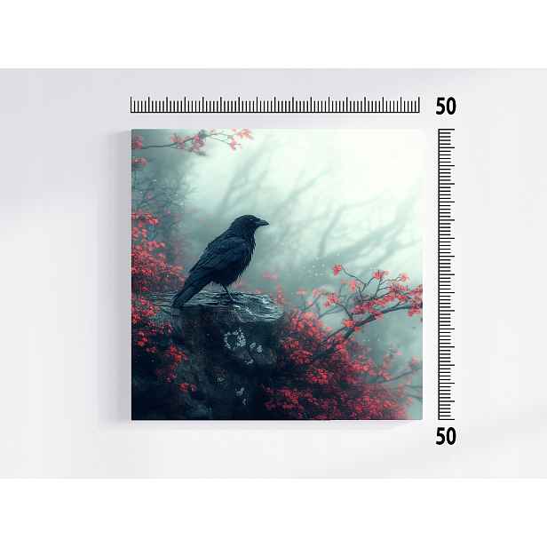 Obraz Na Plátně Plátno Pták Havran Mlha Podzim Skála Příroda 50x50