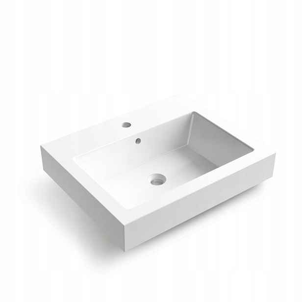 Umyvadlo Na Desku Roxy 60x50 cm Obdélníkové Bílé Z Konglomerátu Balneo
