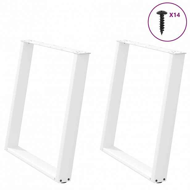 vidaXL Nohy k jídelnímu stolu ve tvaru U, 2 ks, bílé, 80 x (72-73) cm, ocel