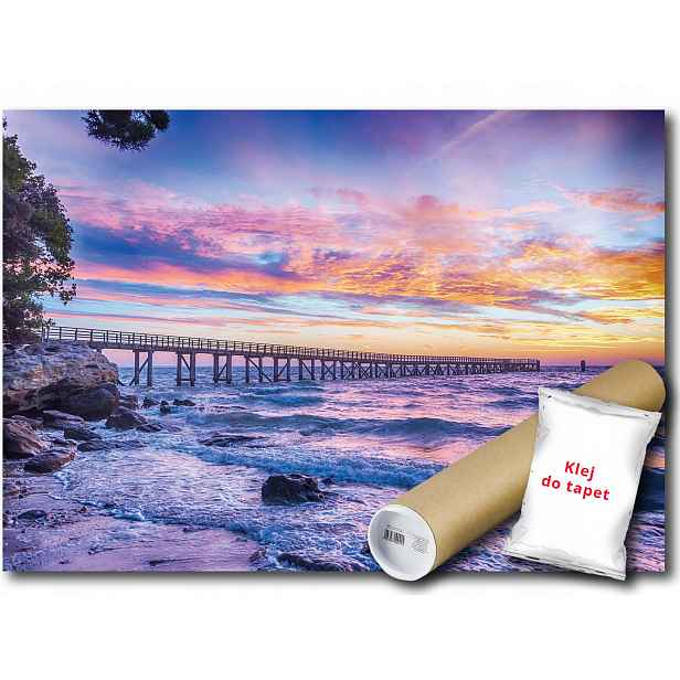 Vinylová fototapeta Moře Pláž Molo Západ slunce Krajina 152x104