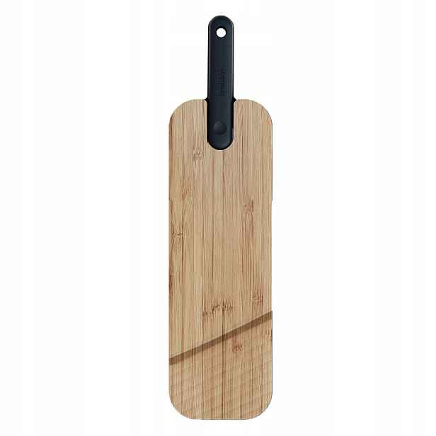Bambusové servírovací prkénko Trebonn Artu Black s nožem, 43 x 11 cm