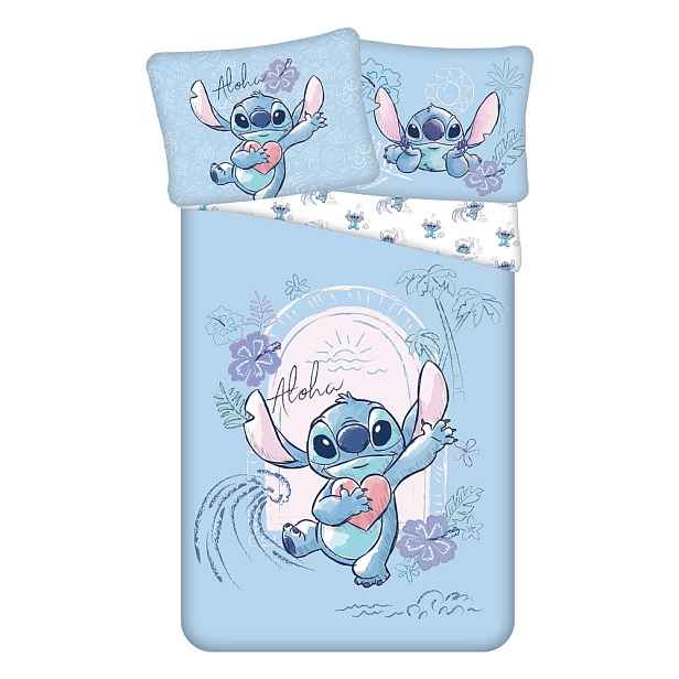 Modré bavlněné dětské povlečení na jednolůžko 140x200 cm Lilo and Stitch "Wave" – Jerry Fabrics