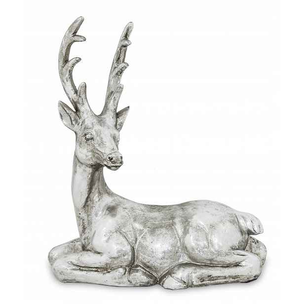 Sob Vánoční Figurka Stříbrný Jelen Dekorace Ležící Loft Boho Dárek