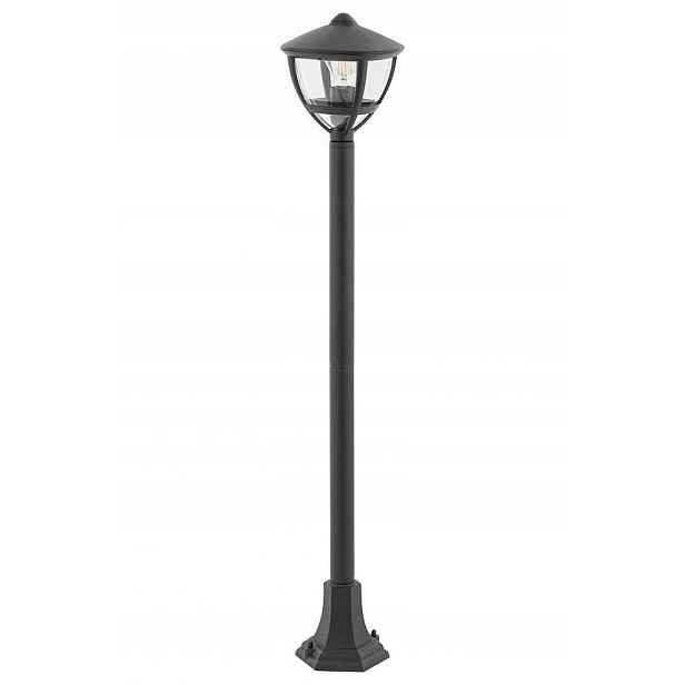 Stojací zahradní lampa Amelia Černá Skleněná Stínidlo 1xE27 IP44 100 cm