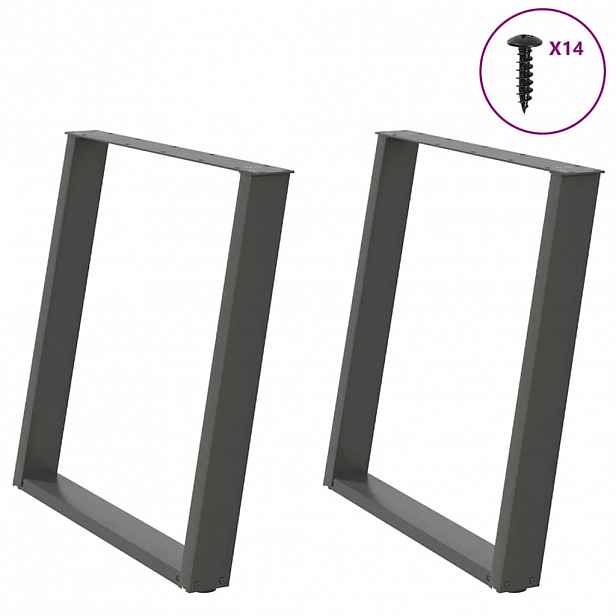 vidaXL Nohy k jídelnímu stolu ve tvaru U, 2 ks, antracitové, 80 x (72-73) cm, ocel