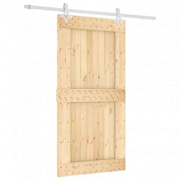 vidaXL Posuvné dveře Přírodní a bílá 100 x 210 cm Masivní borové dřevo