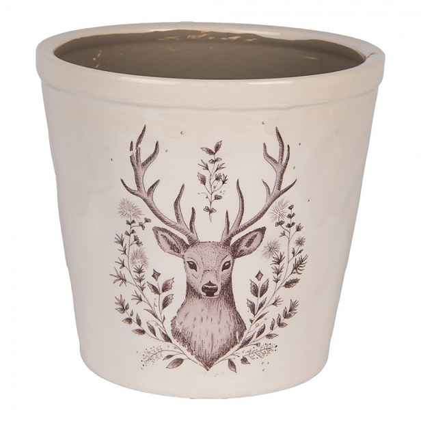 Béžový obal na květináč s jelenem Gentle Wilderness XL - Ø 21*20 cm Clayre & Eef