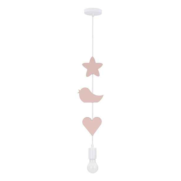 Bílý/růžový dětský lustr s kovovým stínidlem Single – Candellux Lighting