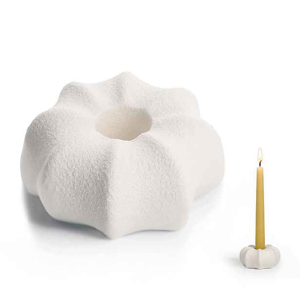 Keramický Bílý Minimalistický Svícen Na Kuželovou Svíčku 2 CM