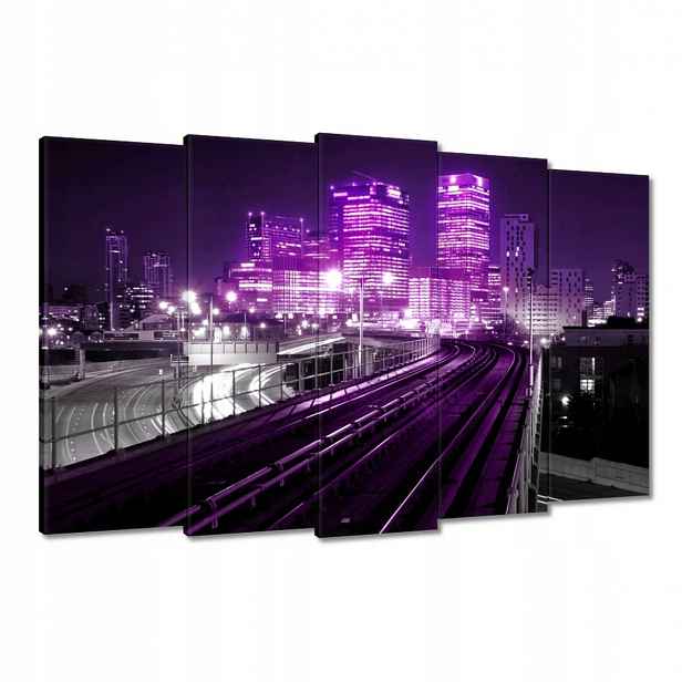Obrazy 150x95 Fialové mrakodrapy ve městě